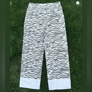 Pull & Bear Black & White Zebra Animal Print Cuffed Jean Pants